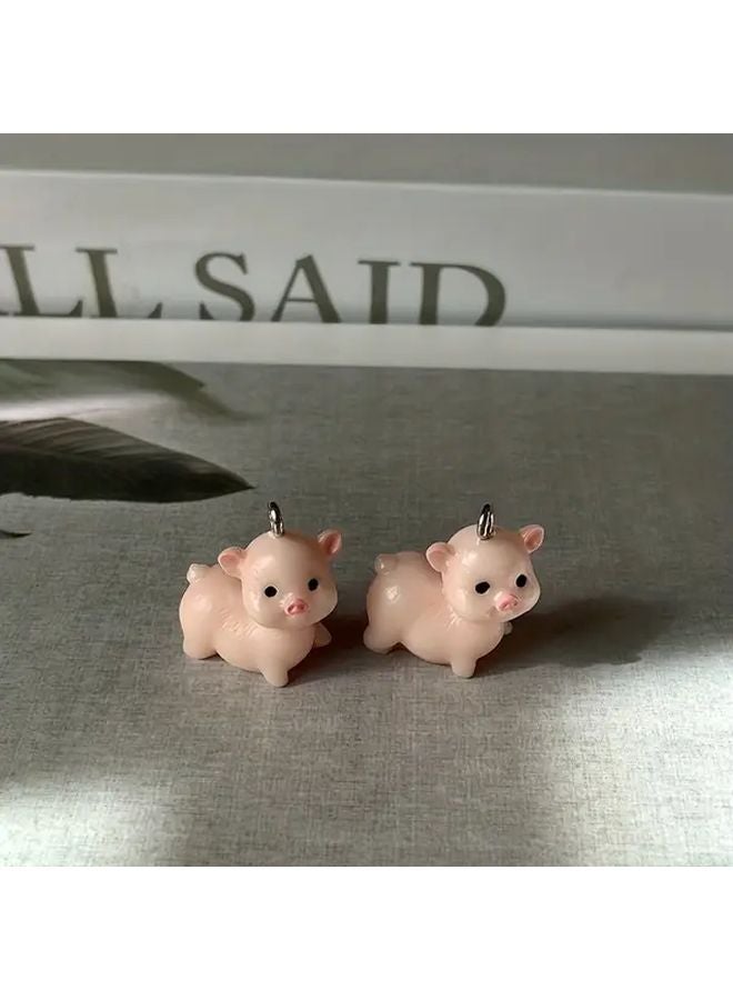 8pcs Assorted Realistic Pig Resin Charms For DIY Jewelry Making - Image 5